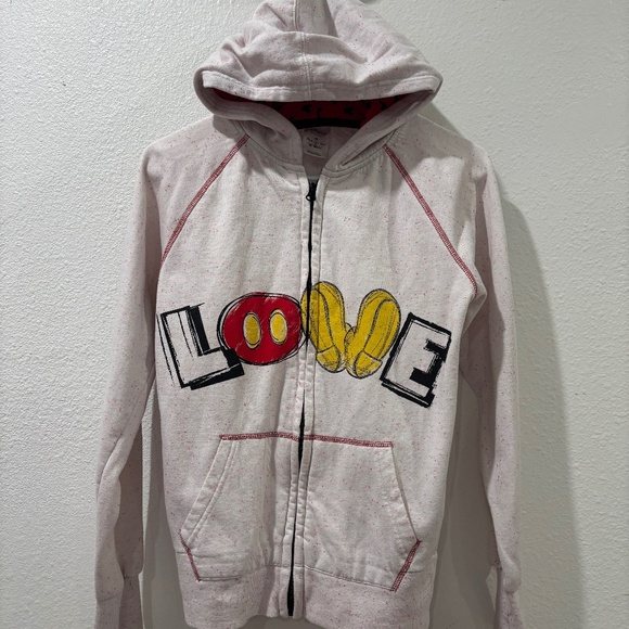 Disney Store Fleece Sweat Long Sleeve Full Zip "LOVE" Size Small - Picture 1 of 8